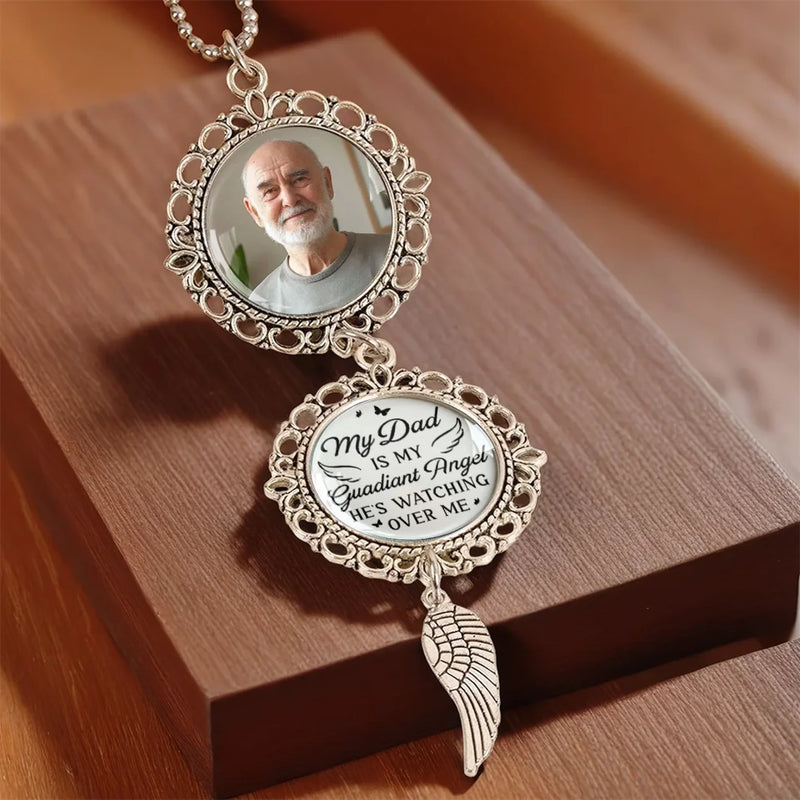 Custom Photo Your Love Lights My Way Until We Meet Again - Memorial Personalized Custom Metal Car Hanging Ornament With Charm - Sympathy Gift For Family Members