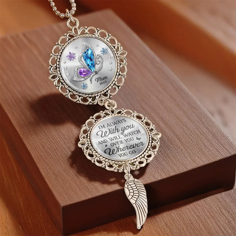 Connecting Love Through Memories - Memorial Personalized Custom Metal Car Hanging Ornament With Charm - Sympathy Gift For Family Members