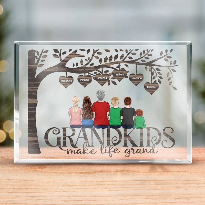 Her Love Lives In My Heart - Family Personalized Custom Rectangle Shaped Acrylic Plaque - Gift For Mom, Grandma