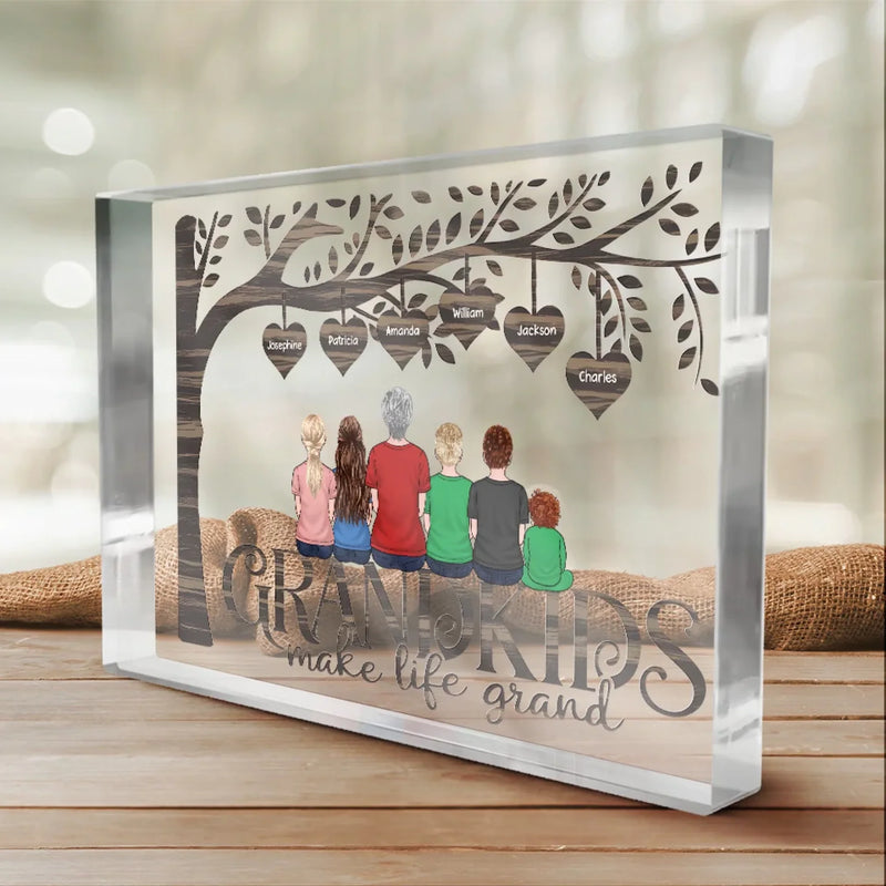 Her Love Lives In My Heart - Family Personalized Custom Rectangle Shaped Acrylic Plaque - Gift For Mom, Grandma
