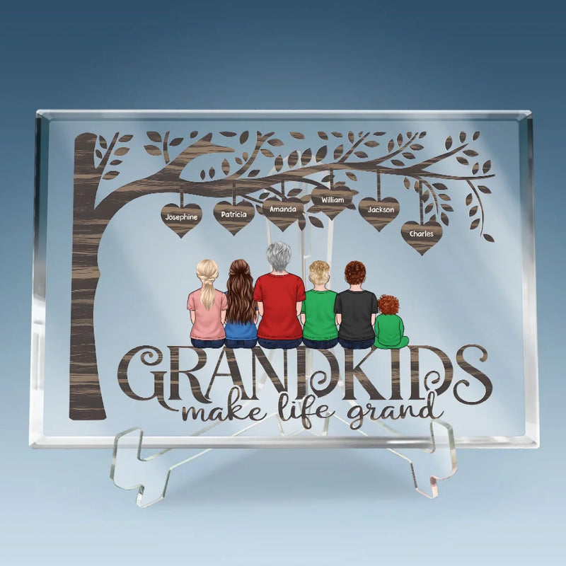 Her Love Lives In My Heart - Family Personalized Custom Rectangle Shaped Acrylic Plaque - Gift For Mom, Grandma