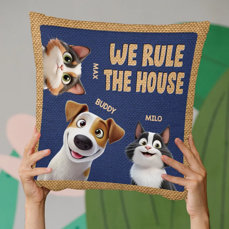 Paws Up, We Rule The House - Dog & Cat Personalized Custom Pillow - Gift For Pet Owners, Pet Lovers