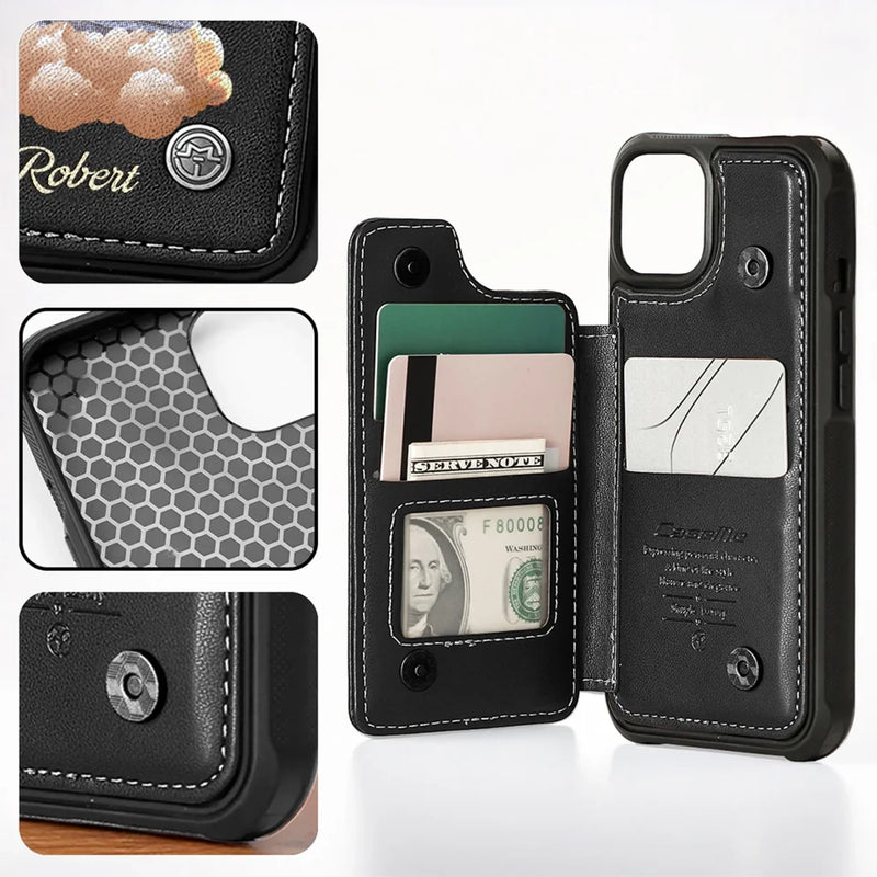 Custom Photo I Will Carry You With Me Until I See You Again - Memorial Personalized Custom Leather Flip Wallet Phone Case - Sympathy Gift For Family Members