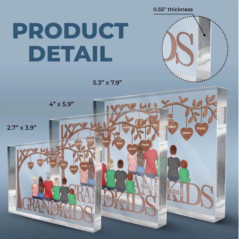 Grandkids Fill Life With Love And Laughter - Family Personalized Custom Rectangle Shaped Acrylic Plaque - Gift For Mom, Grandma