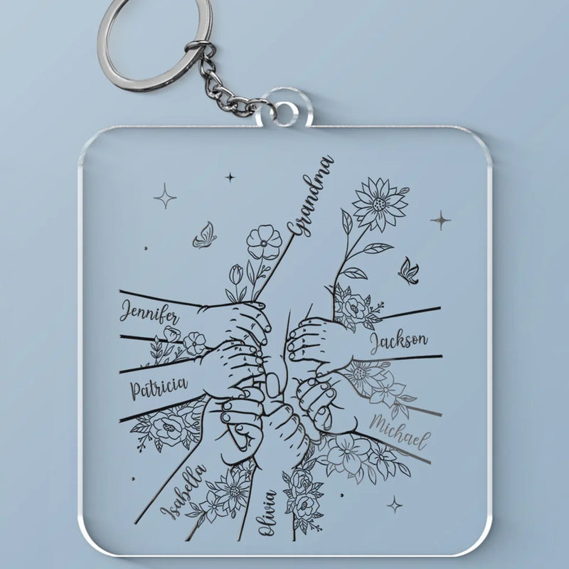 Grandma’s Love, Forever Near - Family Personalized Custom Shaped Acrylic Keychain - Gift For Mom, Grandma