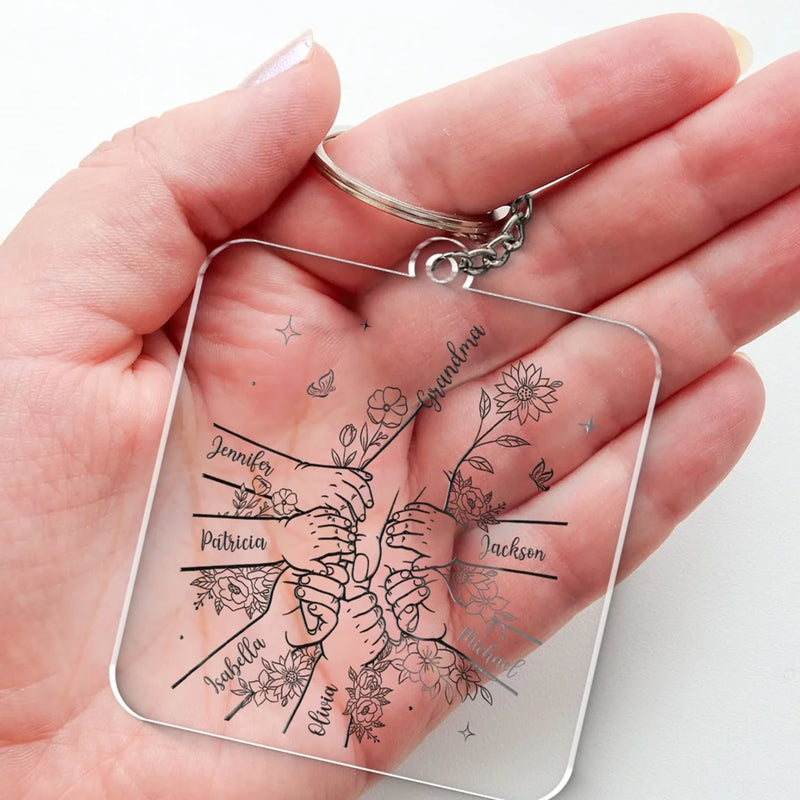 Grandma’s Love, Forever Near - Family Personalized Custom Shaped Acrylic Keychain - Gift For Mom, Grandma