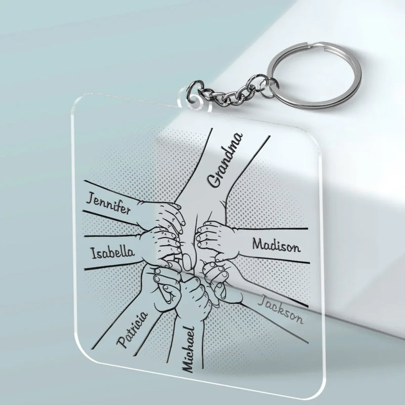 Grandma’s Love Is My Treasure - Family Personalized Custom Shaped Acrylic Keychain - Gift For Mom, Grandma