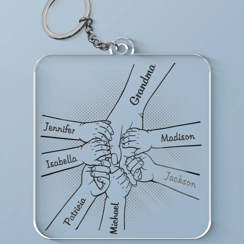 Grandma’s Love Is My Treasure - Family Personalized Custom Shaped Acrylic Keychain - Gift For Mom, Grandma