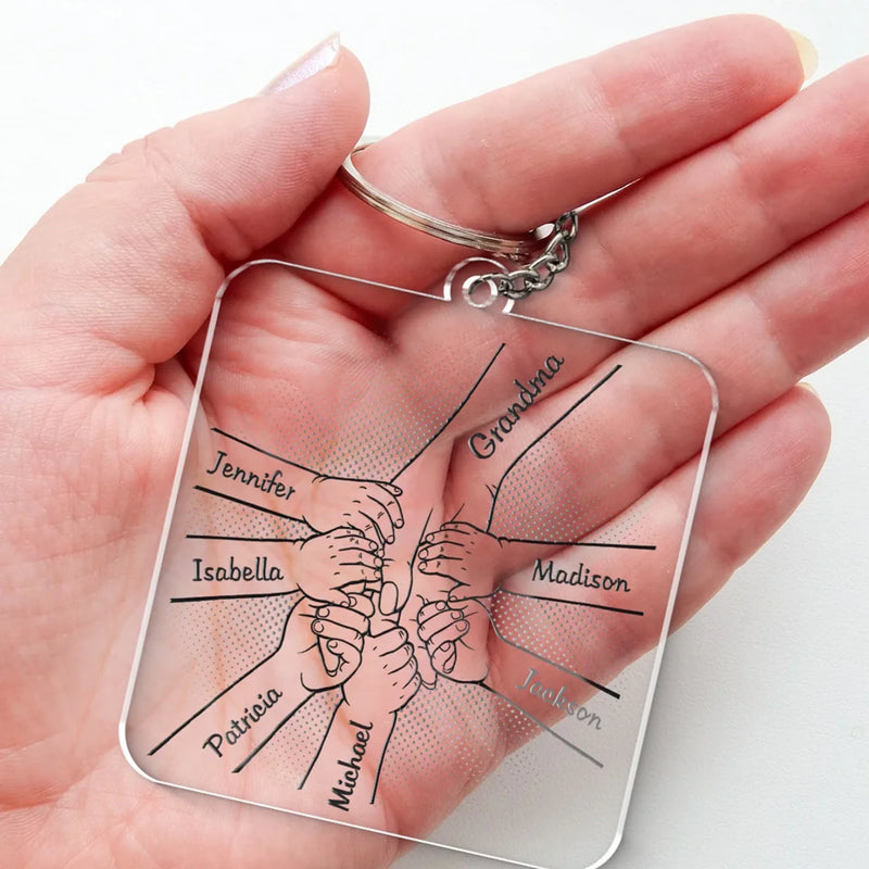 Grandma’s Love Is My Treasure - Family Personalized Custom Shaped Acrylic Keychain - Gift For Mom, Grandma