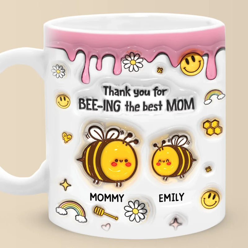 A Sweet Way To Celebrate The Love Between Mom And Daughter - Family Personalized Custom 3D Inflated Effect Printed Mug - Gift For Mom, Daughter