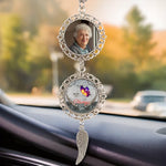 Custom Photo Cherish Memories That Connect Us All - Memorial Personalized Custom Metal Car Hanging Ornament With Charm - Sympathy Gift For Dad, Grandpa, Grandparent