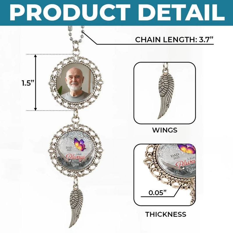 Custom Photo Cherish Memories That Connect Us All - Memorial Personalized Custom Metal Car Hanging Ornament With Charm - Sympathy Gift For Family Members