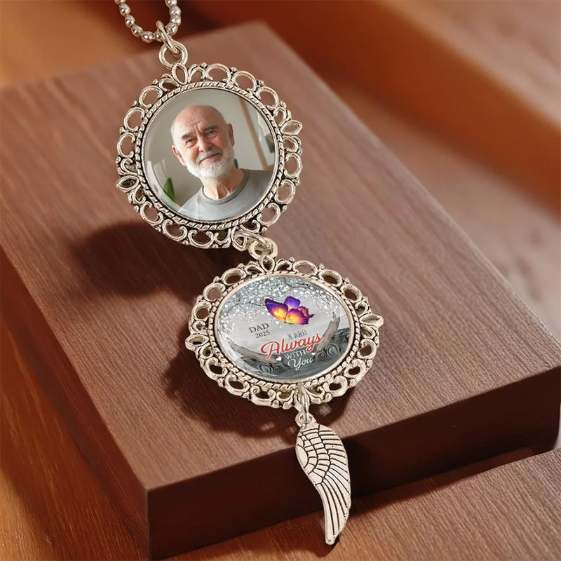 Custom Photo Cherish Memories That Connect Us All - Memorial Personalized Custom Metal Car Hanging Ornament With Charm - Sympathy Gift For Family Members