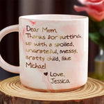 A Big Thank You, Mom - Family Personalized Custom Marble Mug - Gift For Mom, Grandma