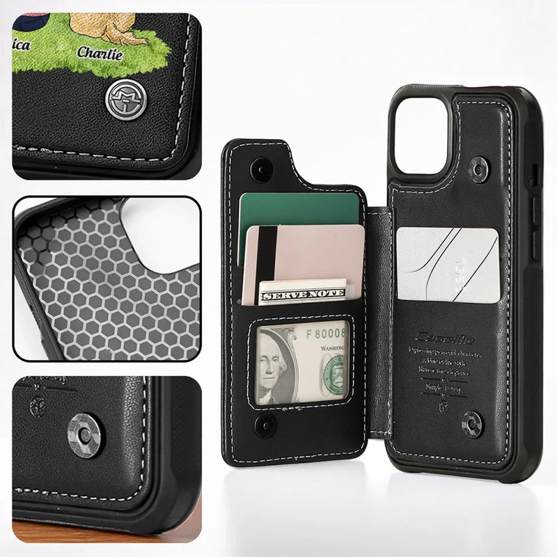 You Left Paw Prints On My Heart - Memorial Personalized Custom Leather Flip Wallet Phone Case - Sympathy Gift For Pet Owners, Pet Lovers