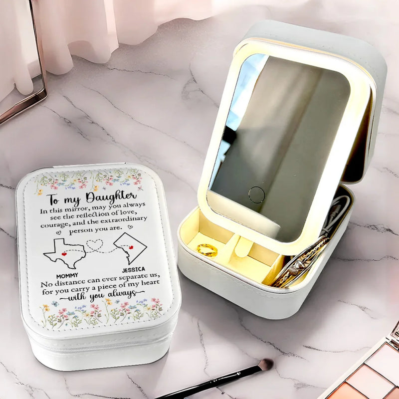 The Reflection Of Love - Family Personalized Custom Jewelry Box LED Makeup - Gift For Mom, Daughter