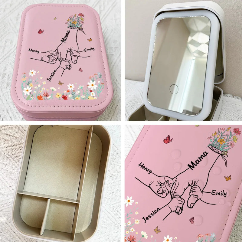 Every Child Is A Wildflower In The Meadow Of Love - Family Personalized Custom Jewelry Box LED Makeup - Gift For Mom, Grandma