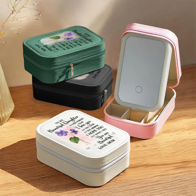You Are My Beautiful Daughter - Family Personalized Custom Jewelry Box LED Makeup - Gift For Mom, Daughter