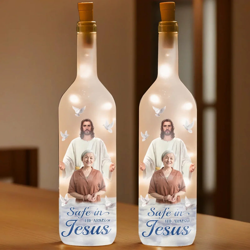 Custom Photo Held By God, Remembered By Me - Memorial Personalized Custom Bottle Lamp - Sympathy Gift For Family Members