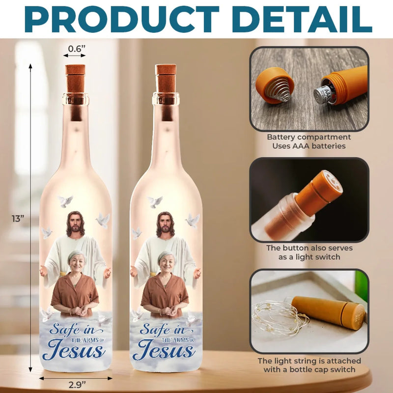 Custom Photo Held By God, Remembered By Me - Memorial Personalized Custom Bottle Lamp - Sympathy Gift For Family Members