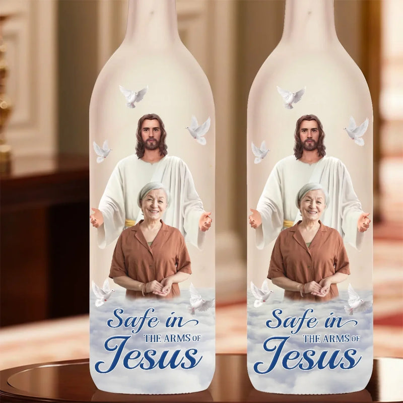 Custom Photo Held By God, Remembered By Me - Memorial Personalized Custom Bottle Lamp - Sympathy Gift For Family Members