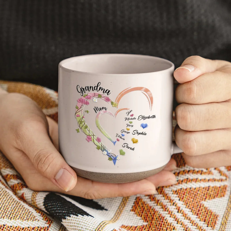 A Sweet Way To Celebrate Her Journey From Mom To Grandma - Family Personalized Custom Printed Pottery Mug - Gift For Mom, Grandma