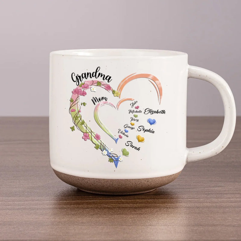 A Sweet Way To Celebrate Her Journey From Mom To Grandma - Family Personalized Custom Printed Pottery Mug - Gift For Mom, Grandma