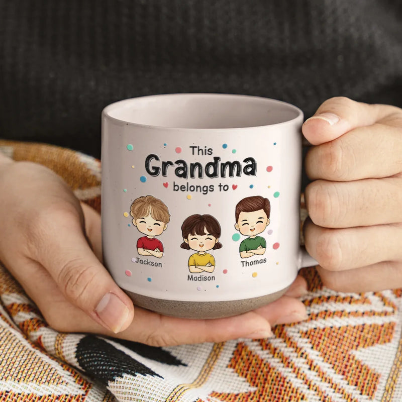 Because Every Grandma Deserves A Little Extra Love - Family Personalized Custom Printed Pottery Mug - Gift For Mom, Grandma