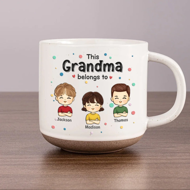 Because Every Grandma Deserves A Little Extra Love - Family Personalized Custom Printed Pottery Mug - Gift For Mom, Grandma