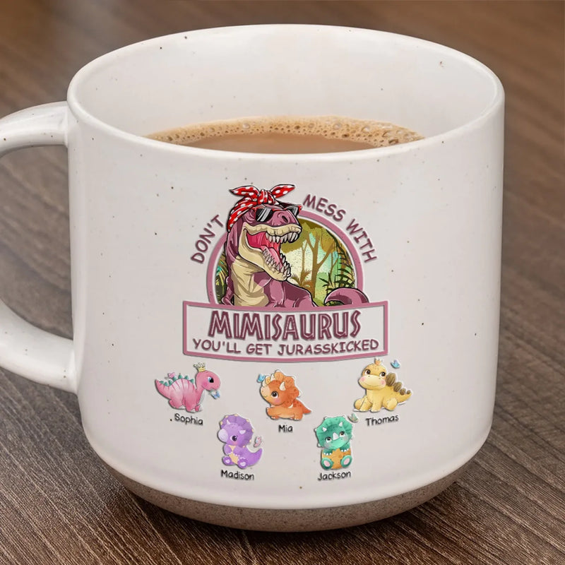 Because Her Love Only Grows Stronger With Time - Family Personalized Custom Printed Pottery Mug - Gift For Mom, Grandma