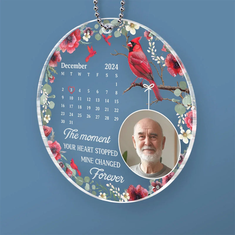 Custom Photo In My Heart, You Live On - Memorial Personalized Custom Car Ornament - Acrylic Custom Shaped - Sympathy Gift For Family Members