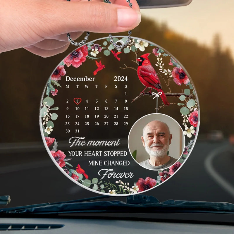 Custom Photo In My Heart, You Live On - Memorial Personalized Custom Car Ornament - Acrylic Custom Shaped - Sympathy Gift For Family Members