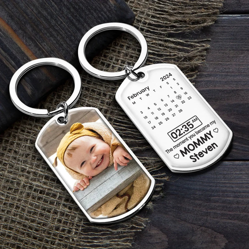 Custom Photo The Moment You Became My Mommy - Family Personalized Custom Keychain - Mother's Day, Baby Shower Gift, Gift For First Mom