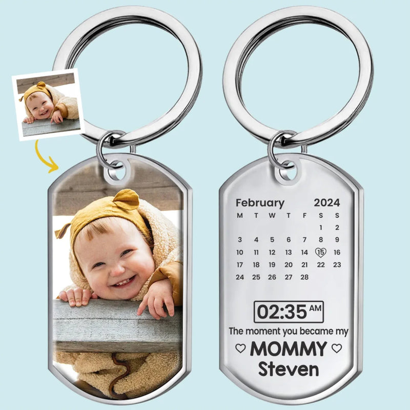 Custom Photo The Moment You Became My Mommy - Family Personalized Custom Keychain - Mother's Day, Baby Shower Gift, Gift For First Mom