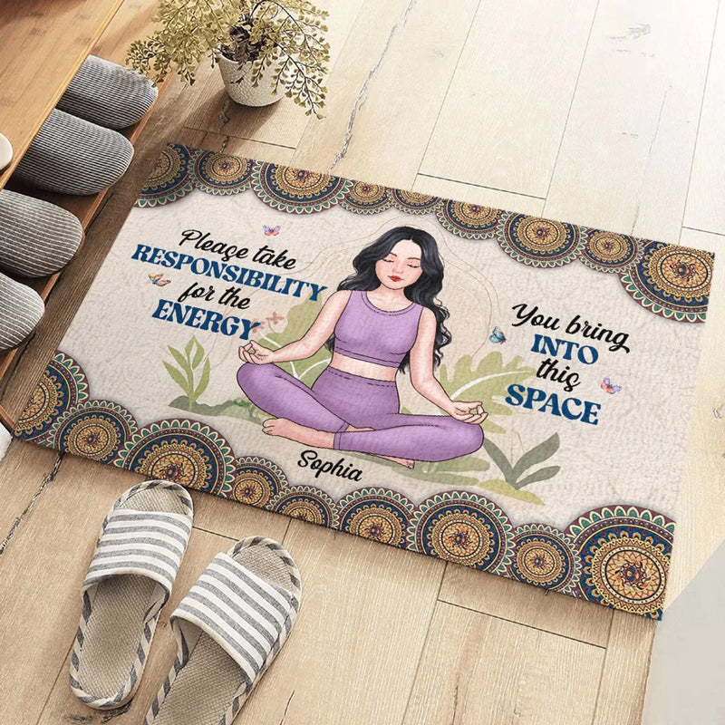 Breathe Deeply, Live Fully - Yoga Personalized Custom Home Decor Decorative Mat - House Warming Gift For Yoga Lovers
