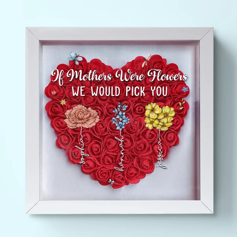 A Mother Is Like A Flower, Each One Beautiful And Unique - Family Personalized Custom Flower Shadow Box - Gift For Mom, Grandma