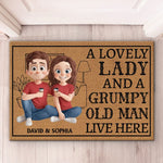 A Lovely Lady And A Grumpy Old Man Live Here - Couple Personalized Custom Home Decor Decorative Mat - House Warming Gift For Husband Wife, Anniversary