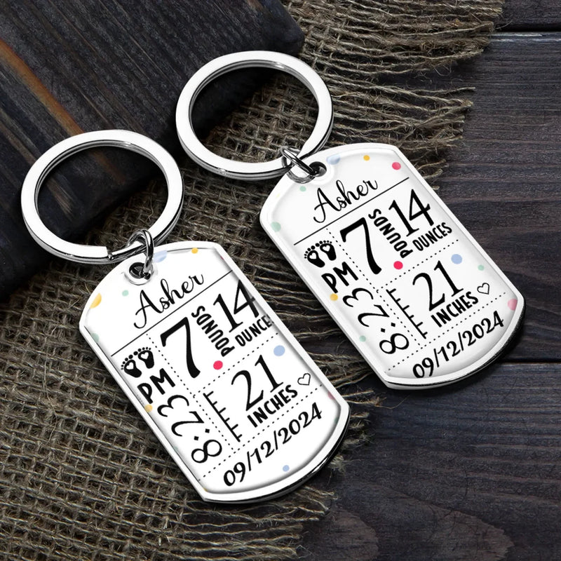 A Tiny Miracle, A Lifetime Of Love - Family Personalized Custom Keychain - Mother's Day, Baby Shower Gift, Gift For First Mom