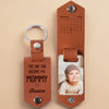 Custom Photo Mommy Is My Forever Hero - Family Personalized Custom Engraved Leather Keychain - Mother's Day, Baby Shower Gift, Gift For First Mom