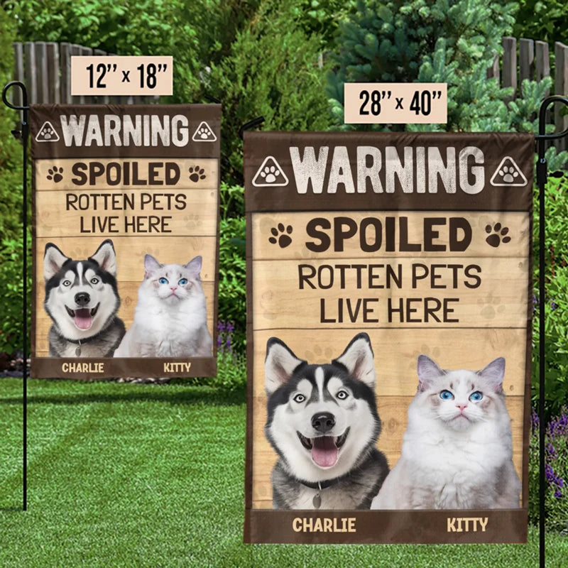 Custom Photo Happiness Is A Wagging Tail - Dog & Cat Personalized Custom Flag - Gift For Pet Owners, Pet Lovers