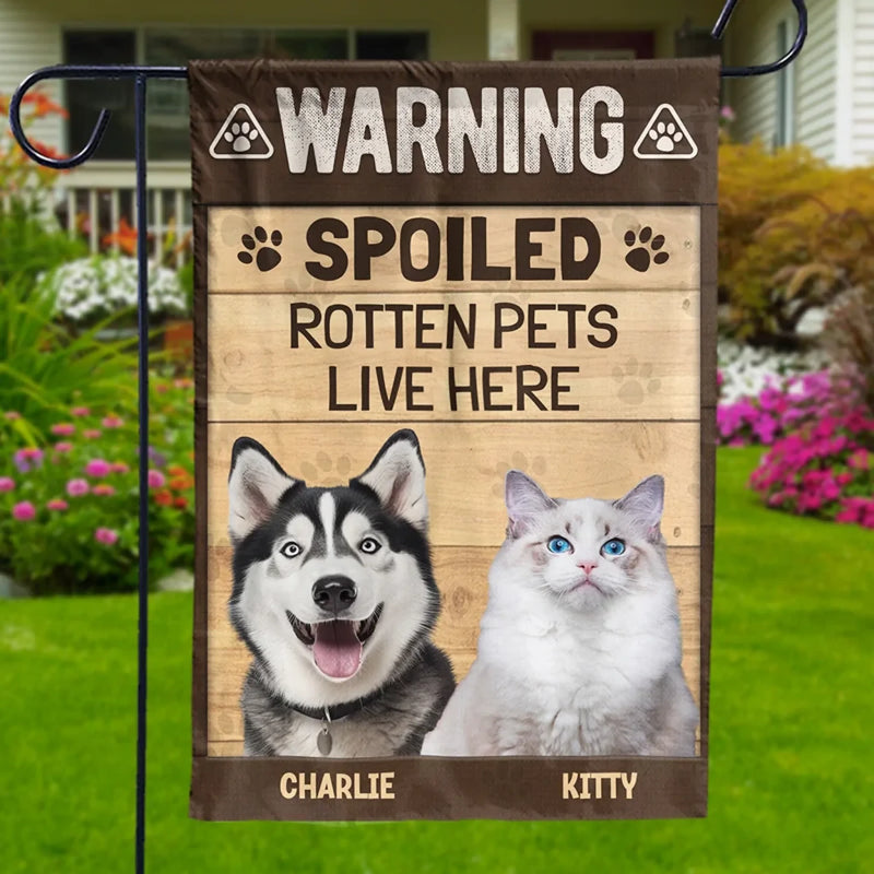 Custom Photo Happiness Is A Wagging Tail - Dog & Cat Personalized Custom Flag - Gift For Pet Owners, Pet Lovers