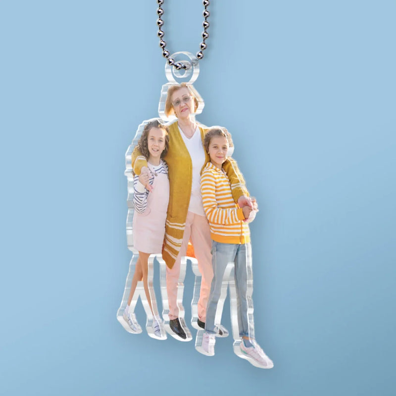 Custom Photo Drive Safe And Come Back To Us - Family Personalized Custom Car Ornament - Acrylic Custom Shaped - Gift For Mom, Grandma