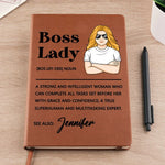Boss Lady - Coworker Personalized Custom Leather Journal - Appreciation, Retirement Gift For Coworkers, Work Friends, Colleagues