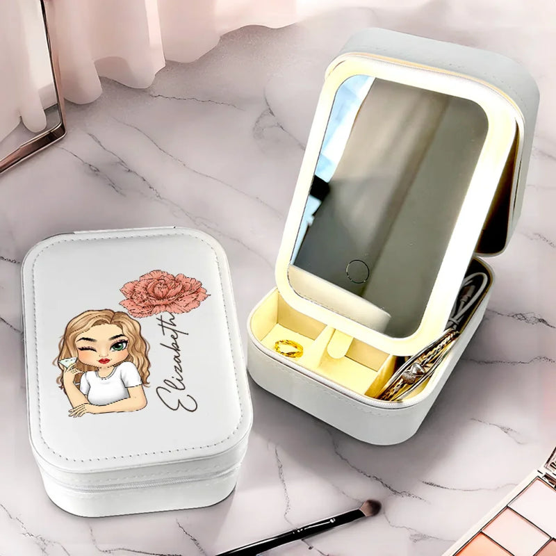 Stay Golden And Shine Your Light - Family Personalized Custom Jewelry Box LED Makeup - Gift For Yourself, Best Friends, Siblings, Family Members