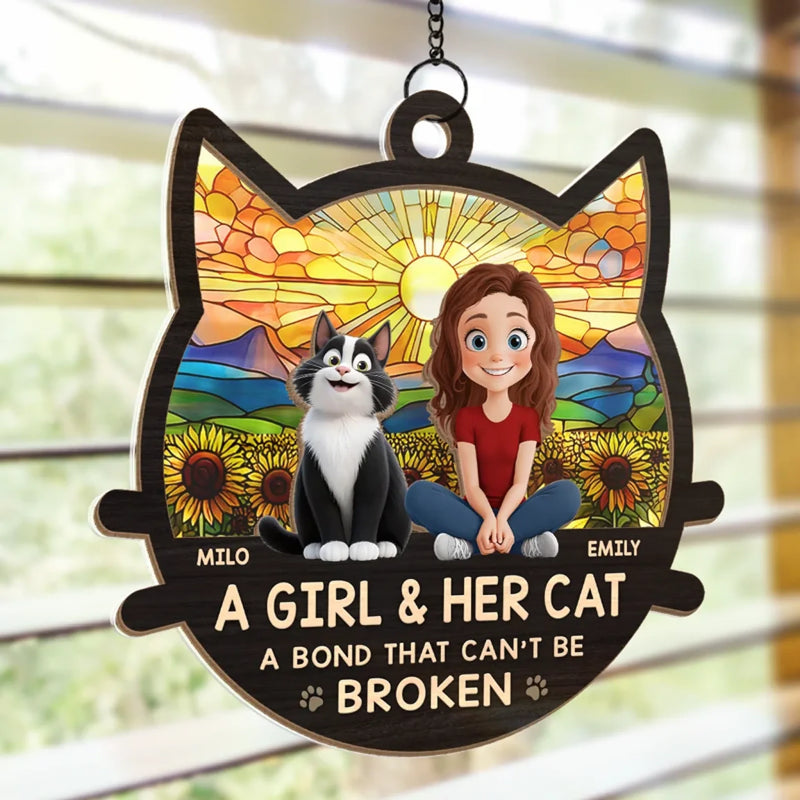 A Love That Shines Forever - Cat Personalized Window Hanging Suncatcher Ornament - Gift For Pet Owners, Pet Lovers