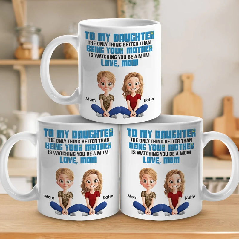 Being Her Mom Is The Best Part Of Me - Family Personalized Custom Mug - Gift For Mom, Daughter