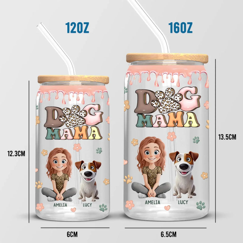 Proud Dog Mom For Life - Dog & Cat Personalized Custom Glass Cup, Iced Coffee Cup -  Gift For Pet Owners, Pet Lovers