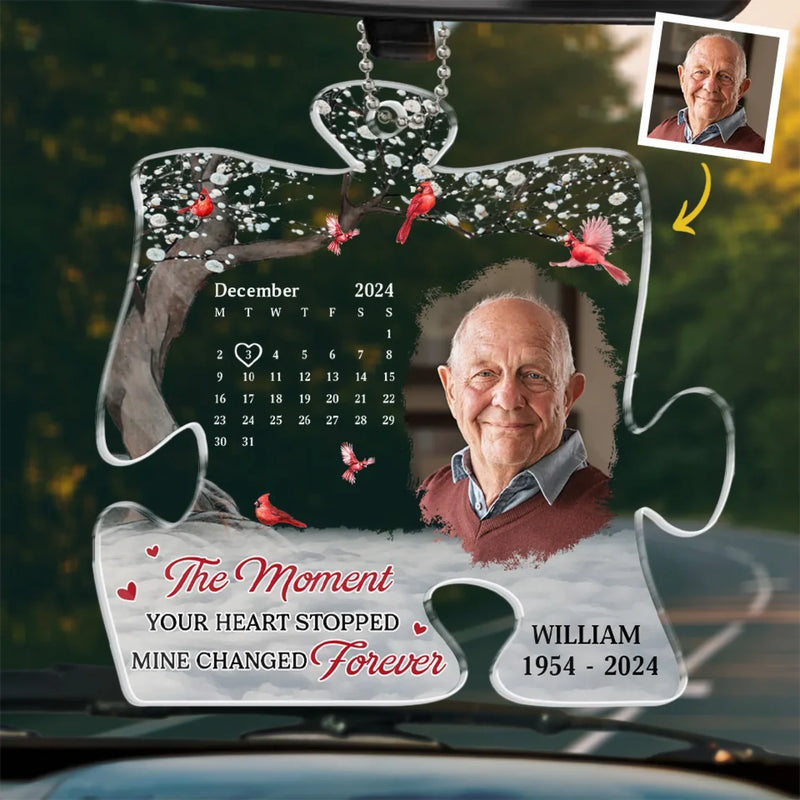 Custom Photo Though You Are Gone, Your Love Remains - Memorial Personalized Custom Car Ornament - Acrylic Custom Shaped - Sympathy Gift For Family Members