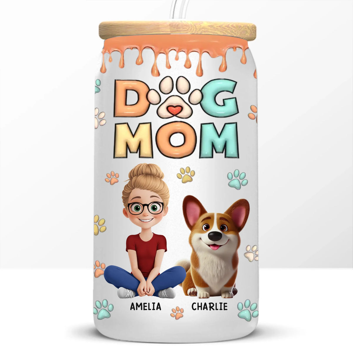 A Fur Mom’s Love Is Forever - Dog & Cat Personalized Custom Glass Cup, Iced Coffee Cup -  Gift For Pet Owners, Pet Lovers