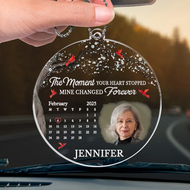 Custom Photo Your Love Lives On In Us - Memorial Personalized Custom Car Ornament - Acrylic Custom Shaped - Sympathy Gift For Family Members